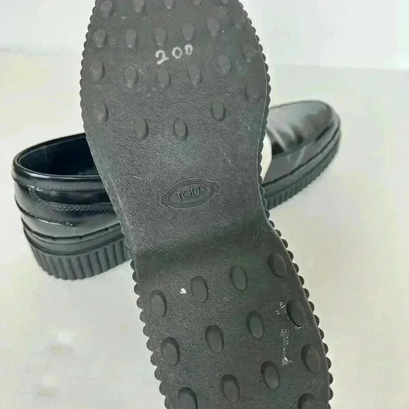 TODS Spazzolato Leather Black Platform White Penny Strap Loafer - Picture 11 of 11